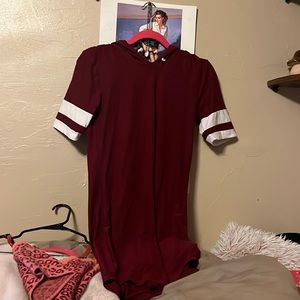 Burgundy T-shirt mini dress